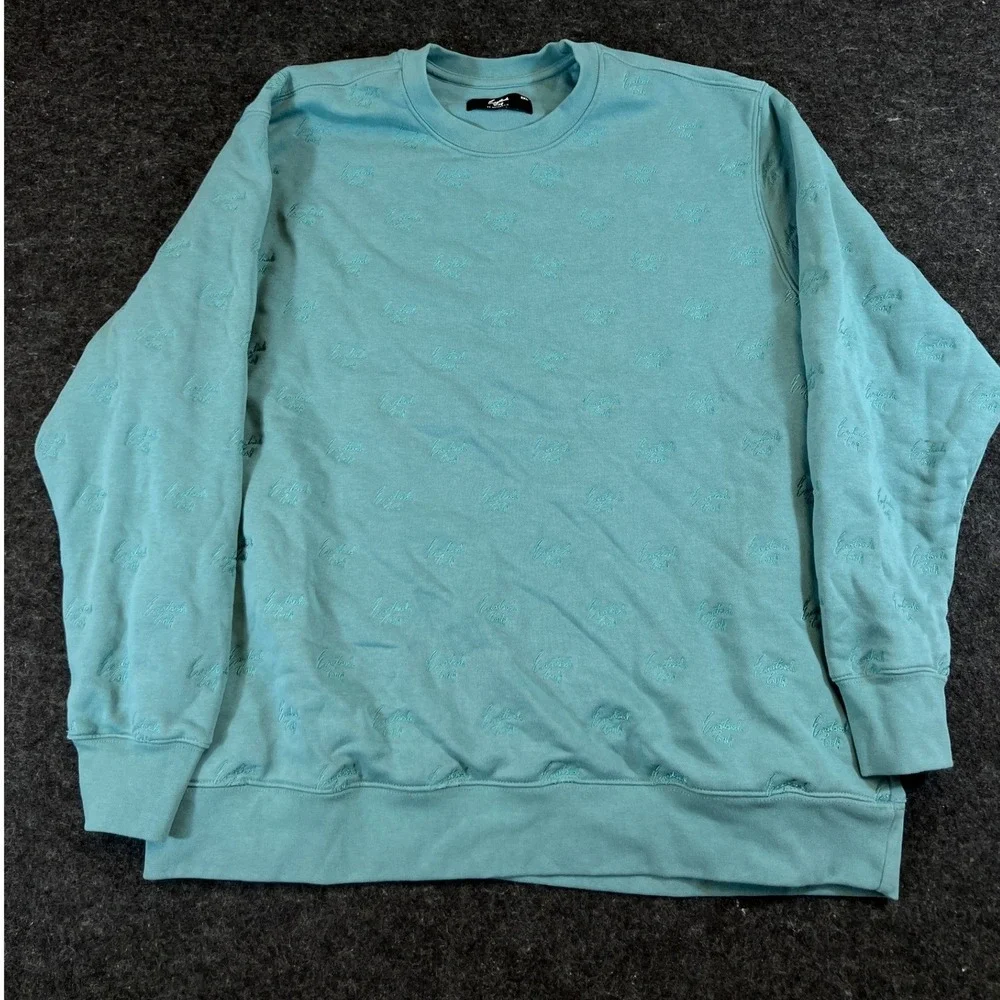 Eastside Golf Sweatshirt Mens 2XL Blue All Over Script Logo Crewneck Pullover